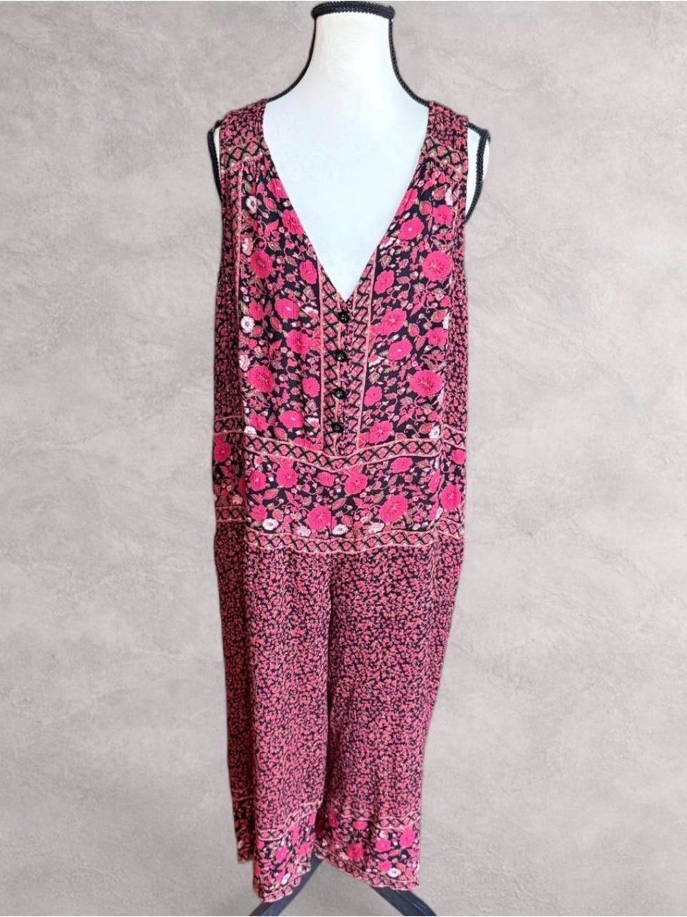 Free People Floral Boho Wide Leg Jumpsuit - Size M